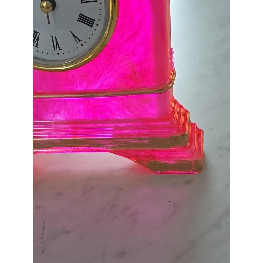 Handmade Resin Desk Clock Decoration‎ Gift  Pink Gold  732